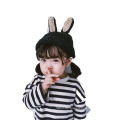 Korean Children's Hats Handmade Rabbit Ears Woolen Knitted  Autumn And Winter Baby Hats